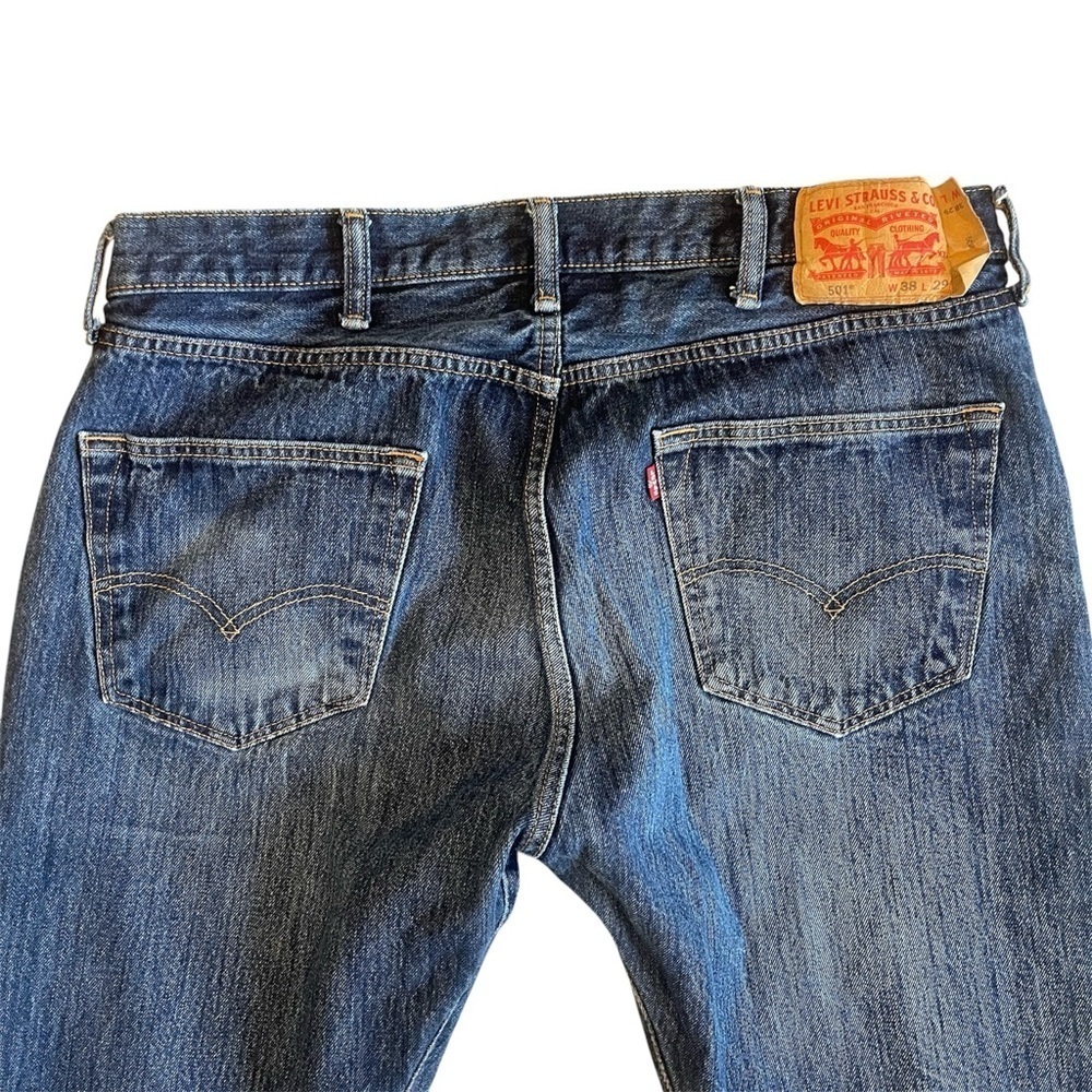 Vintage Levis 501s Straight Leg High Waisted Jeans with Button Fly 38W 29L - Picture 6 of 13